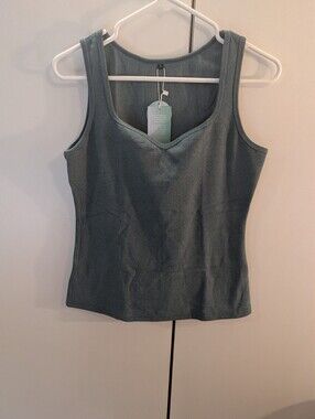 Soneven Large Sleeveless V-Neck Tank Top -  Green Blue NWT